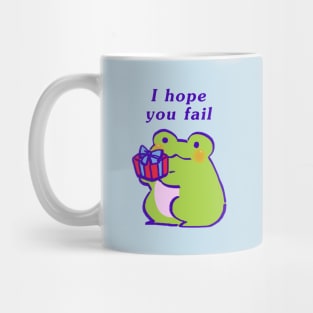 cute kawaii green frog offering an encouraging gift of hate / i hope you fail text Mug